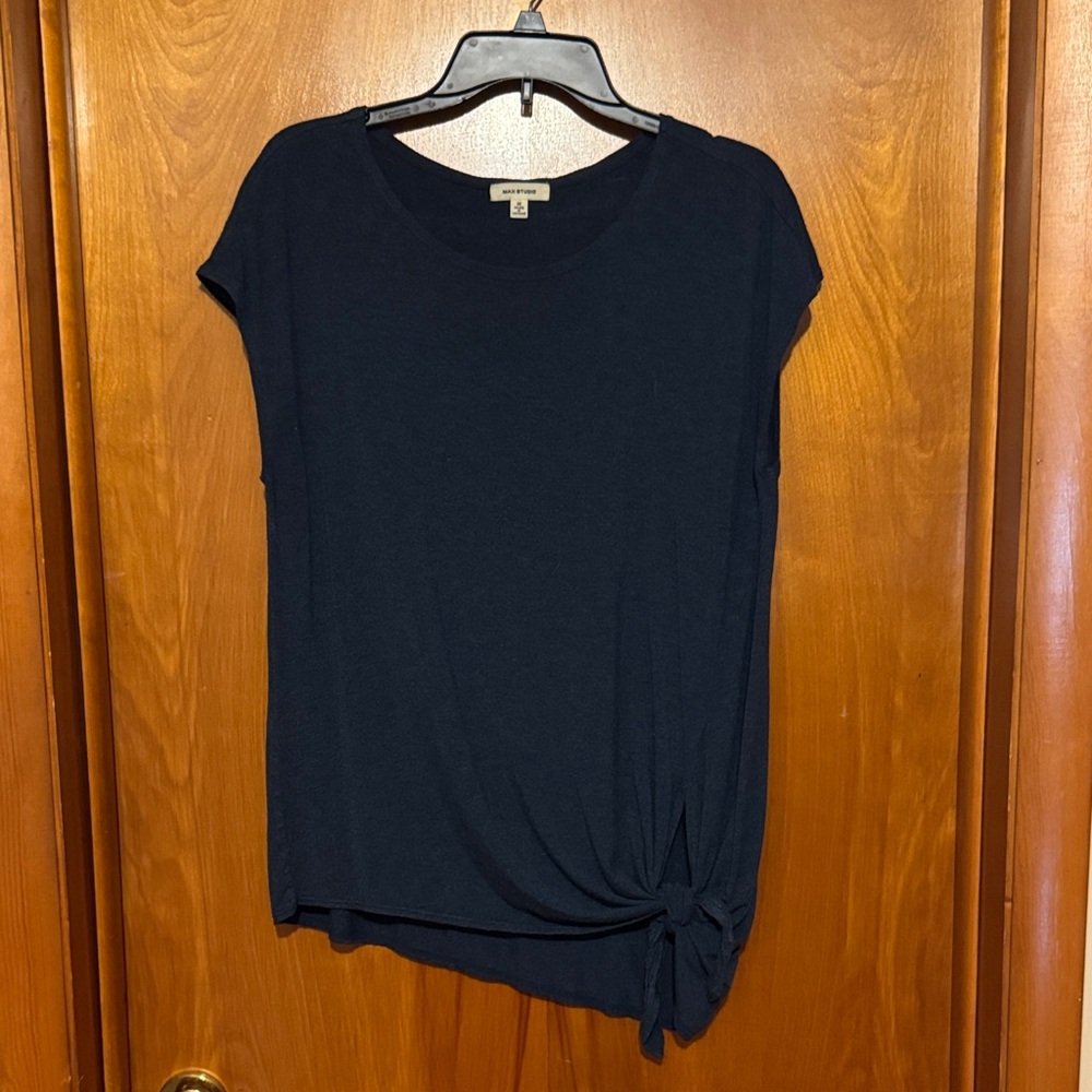 Max Studio Dark Blue Short Sleeve Top